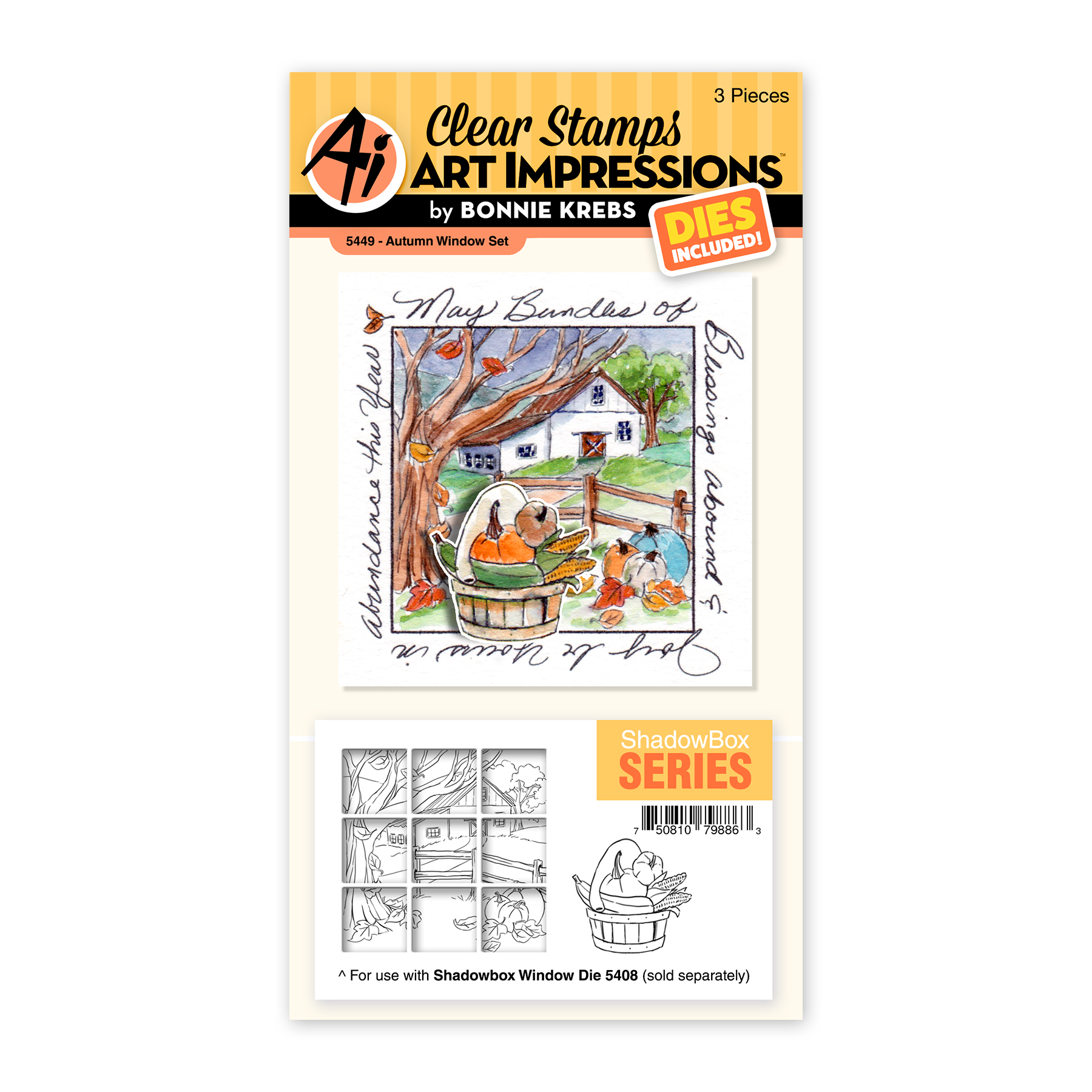 Art Impressions - Clear Stamp - Shadow Box - Autumn Window Set 5449