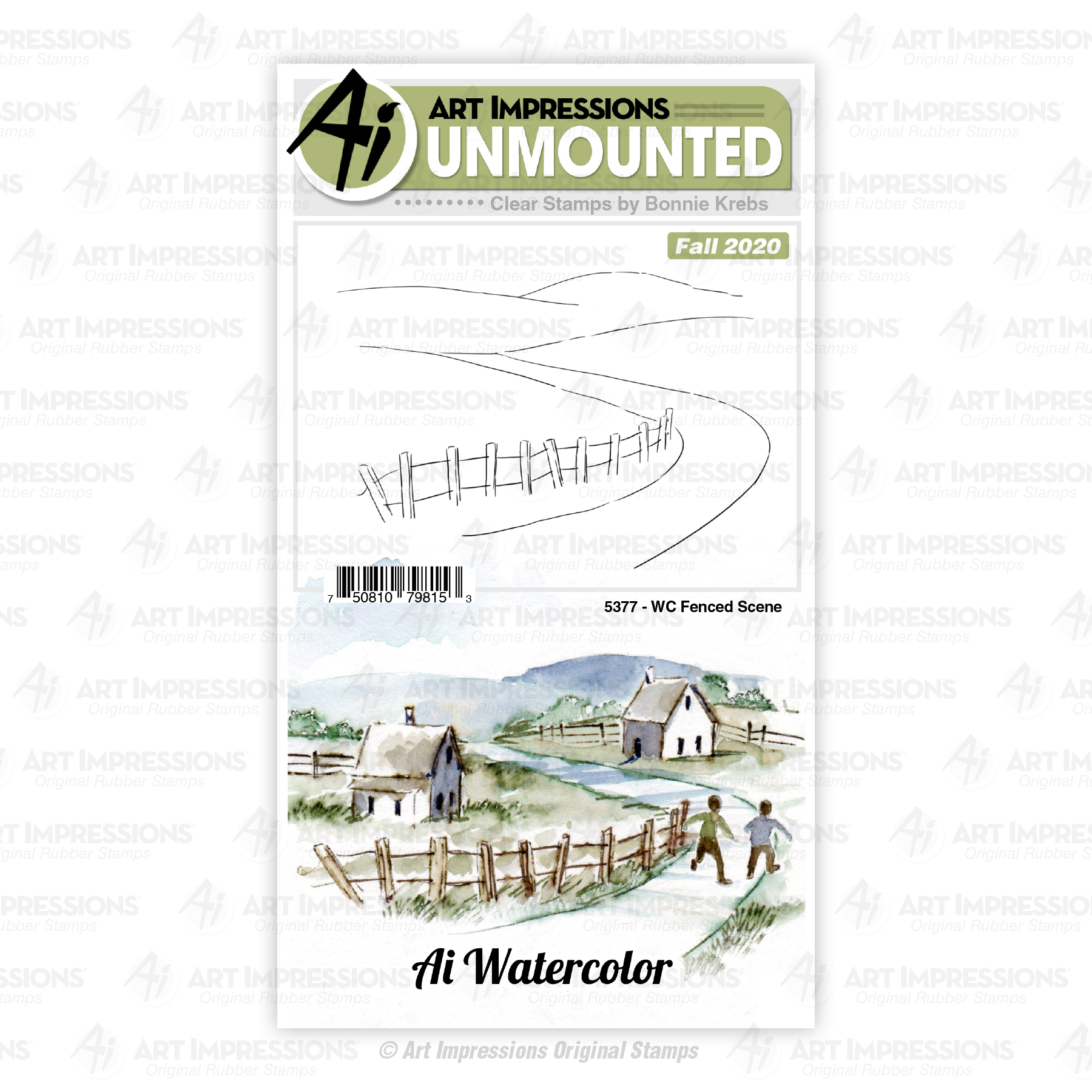 Art Impressions - Clear Stamp - WC Fenced Scene
