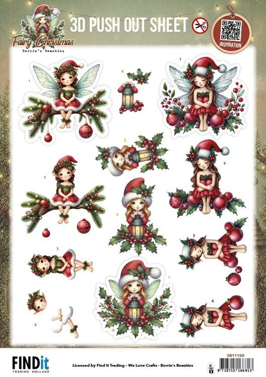Berries Beauties - Fairy Christmas - 3D Push Out - Christmas Fairy