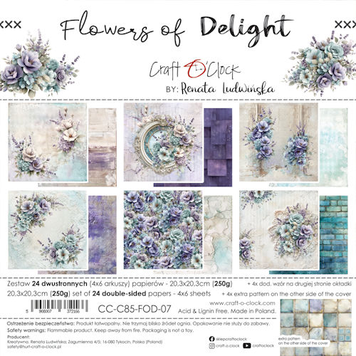 Craft O Clock Paper Pack 20x20cm Flowers of Delight