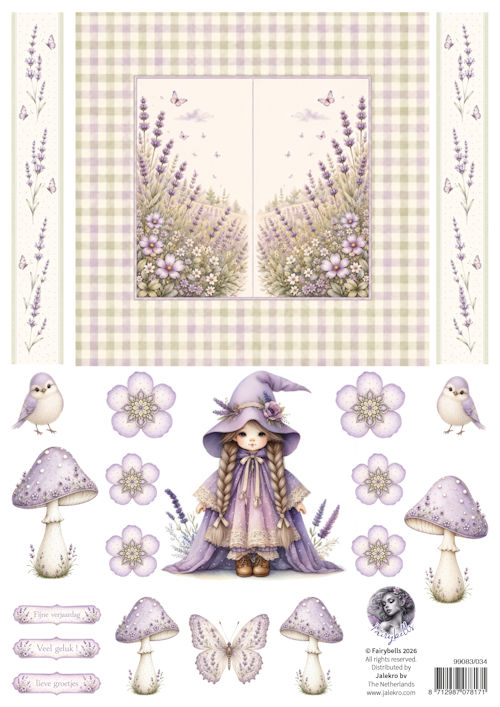 Fairybells - combi knipvel voor pop-up en decoupage - lavendel combi