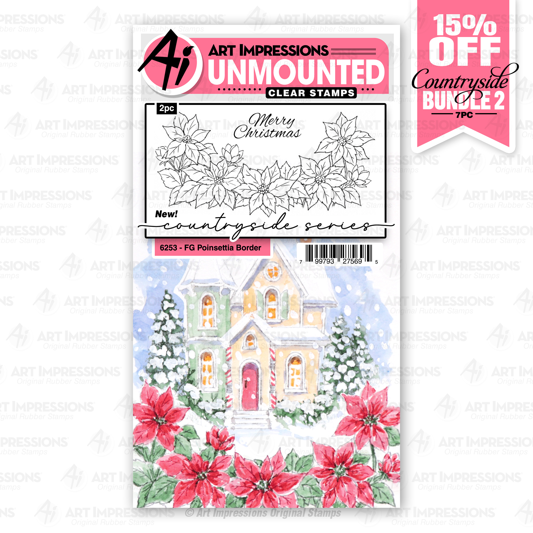 Art Impressions - Country Side series - FG Poinsettia Border 6253