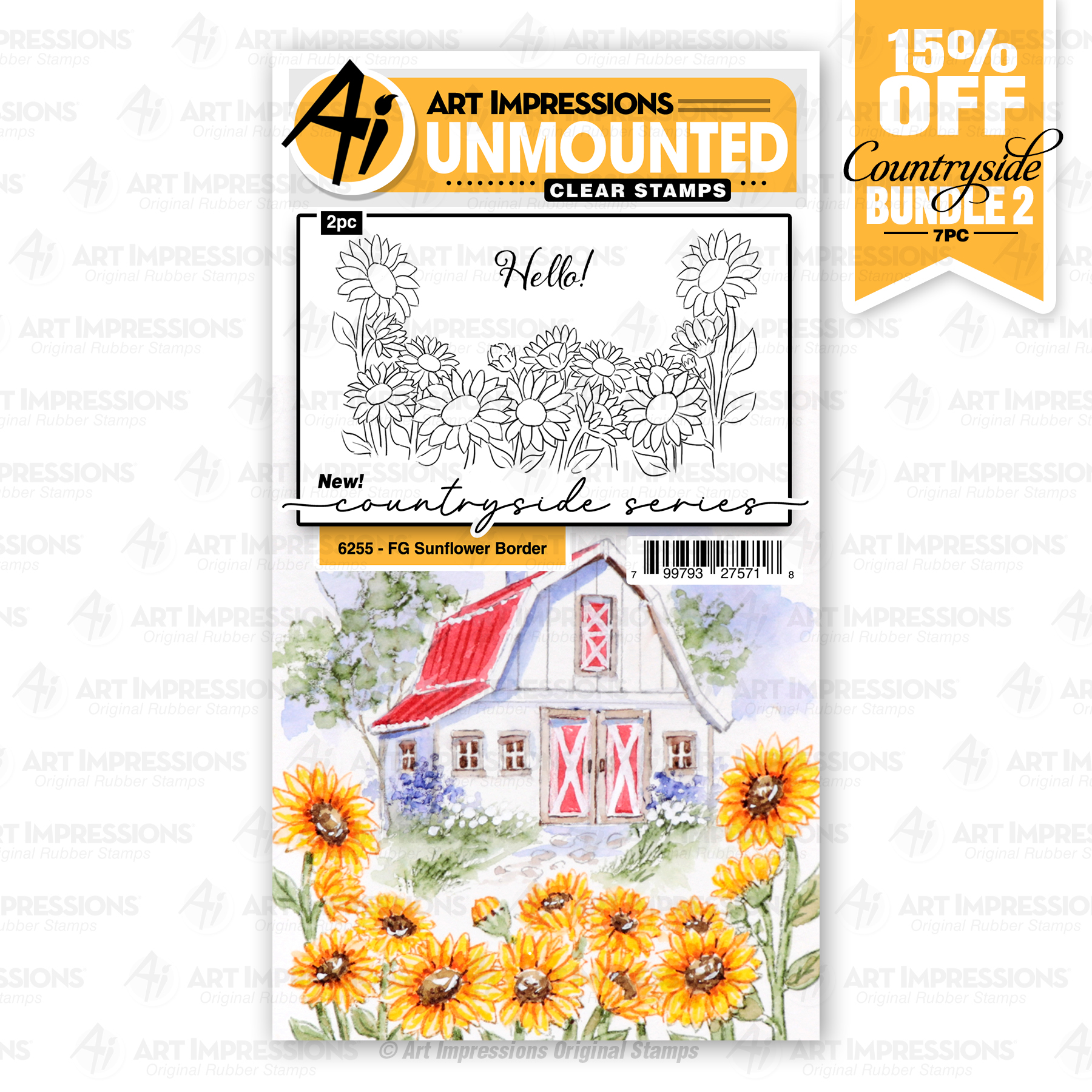 Art Impressions - Country Side series - FG Sunflower Border 6255