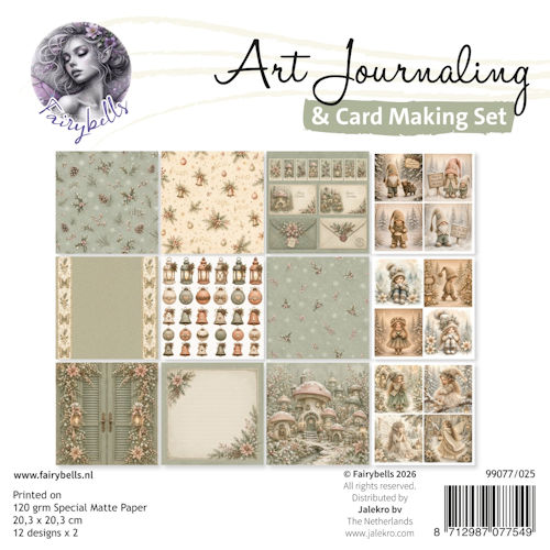 Fairybells - Art Journaling & Card Making Set Kerst beige - groen