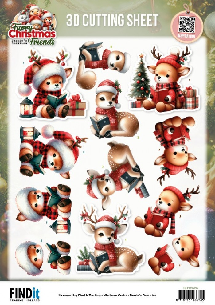 Berries Beauties - Furry Christmas Friends - 3D knipvel - Christmas Deer