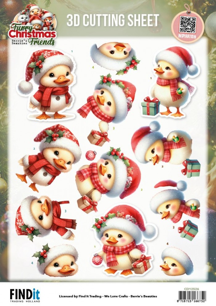 Berries Beauties - Furry Christmas Friends - 3D knipvel - Christmas Funny Duck