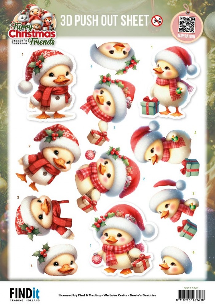 Berries Beauties - Furry Christmas Friends - 3D Push Out - Christmas Duck