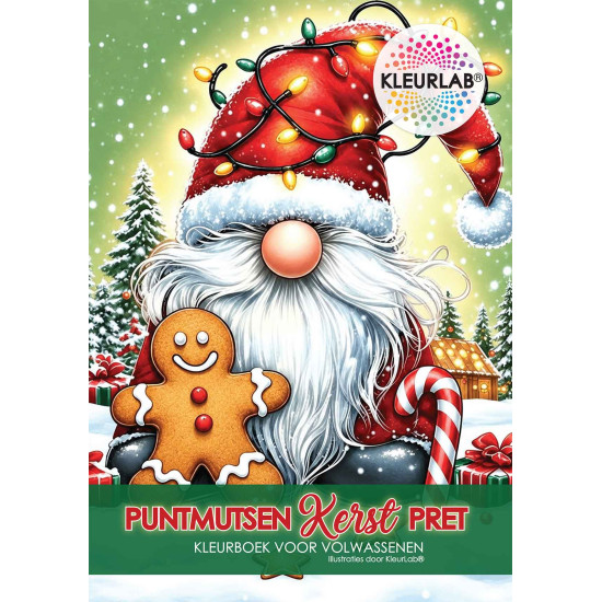 Kleurlab - Kleurboek voor volwassenen - Puntmutsen Kerst pret