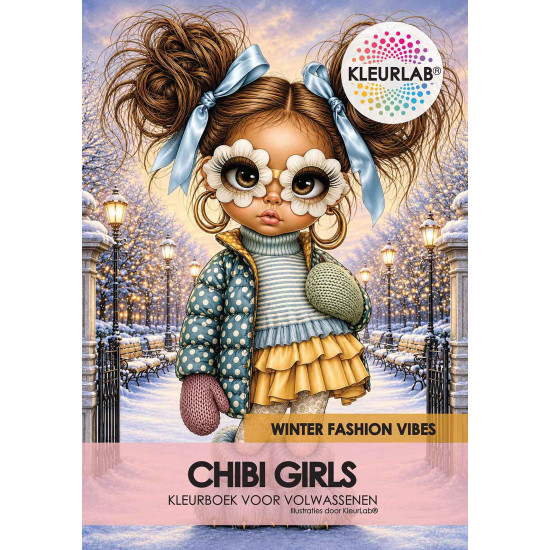 Kleurlab - kleurboek voor volwassenen - Chibi Girls winter Fashion vibes