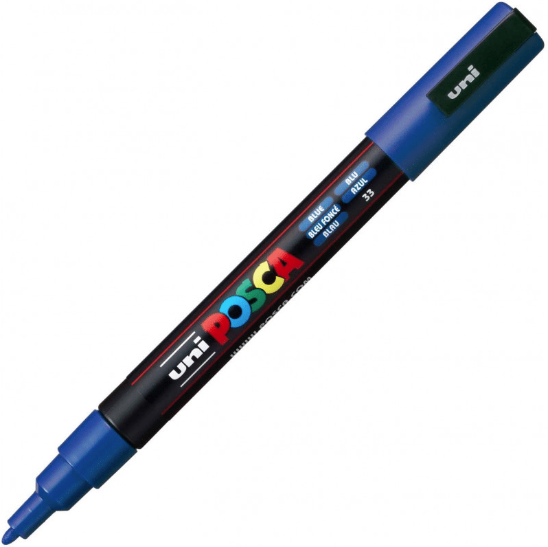 Uni Posca Verfmarker 3M - Donker Blauw
