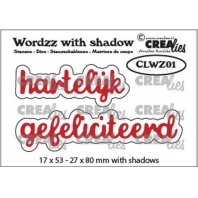 Crealies Wordzz with Shadow Hartelijk Gefeliciteerd