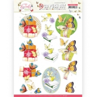 3D Push Out - Jeanine's Art - Butterfly Touch - Yellow Butterfly
