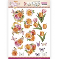 3D Push Out - Jeanine's Art - Perfect Butterfly Flowers - Orange Rose