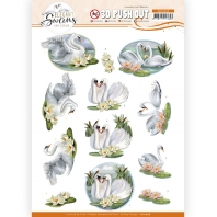 3D Push Out  - Amy Design - Elegant Swans - Love Swans