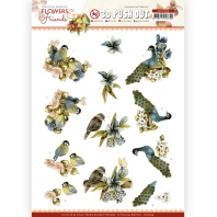 3D Push Out - Precious Marieke - Flowers & Friends - Blue Flowers