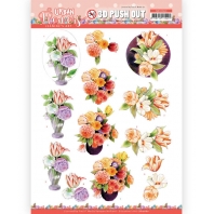 Jeanine's Art - Urban Flowers - 3D Push Out - Vase with Flowers