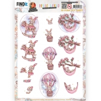 Yvonne Creations - Hello World - 3D Push Out - Playing Bunny