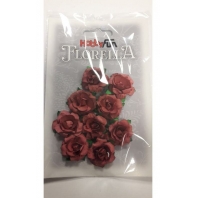 Hobbyfun - Florella - roosjes Bordeaux - 9 stuks