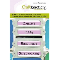 CraftEmotions Metalen label houder klein zilver 4 stuks