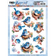 Berrie's beauties - Happy Blue Birds - Birds Nest 3D knipvel