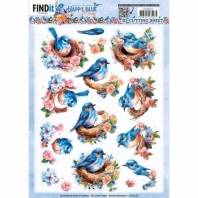 Berrie's beauties - Happy Blue Birds - Birds Nest 3D push out