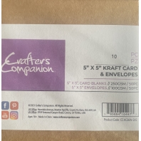 Crafters Companion 10 Cards & Envelopes 13x13cm Kraft