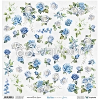 ScrapAndMe Blue roses Cot Out Sheet Flowers