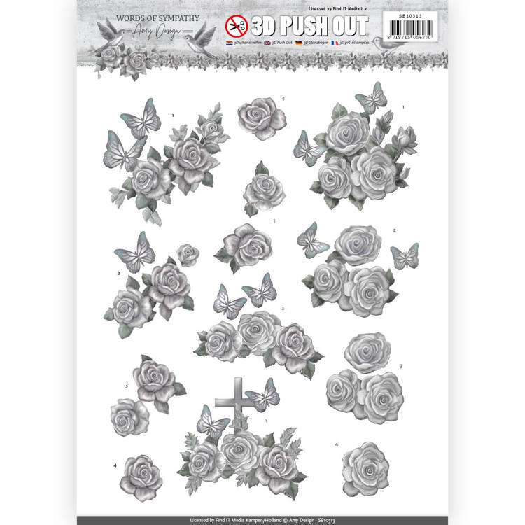 3D Push Out - Amy Design - Words of Sympathy - Sympathy Roses