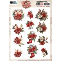 Yvonne Creations - Floral Christmas - 3D Push Out - Floral Poinsettia
