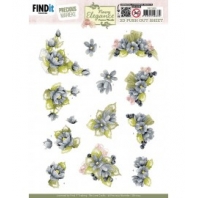 Precious Marieke - Navy ElÃ©gance - 3D Push Out - Blue Flowers