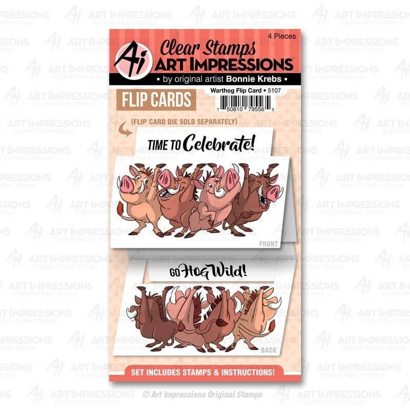 Art Impressions Stamp Warthog Flip Card