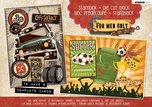 Studio Light Die cut blocs A5 folie 12 vel For Men Only