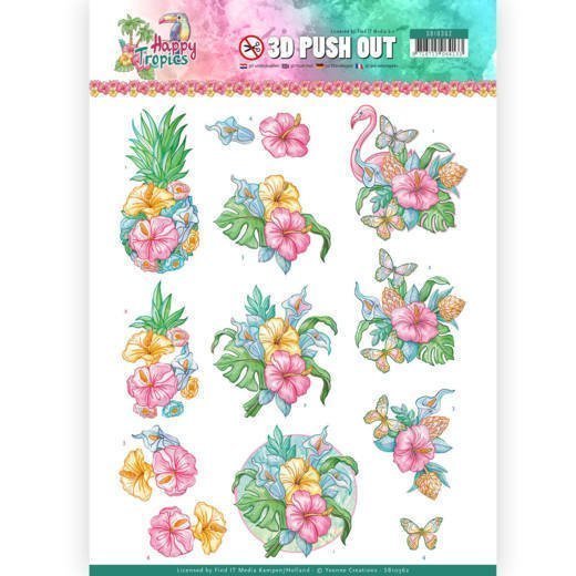 3D pushout Yvonne Creations - Happy Tropics - Tropical Flowers