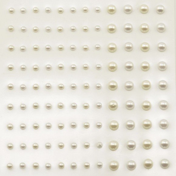 Parels zelfklevend 3 + 5 mm - wit en ecru