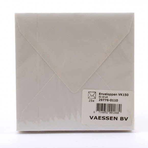 enveloppen 15 x 15 cm , 25 stuks wit/ivoor