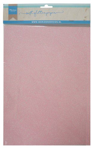 Marianne Design Decoratie soft Glitter paper 5 vel - Lichtroze