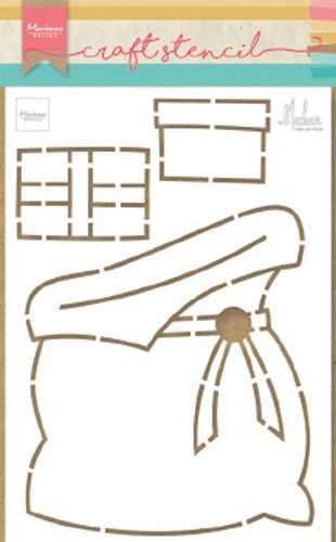 Marianne Design Craft Stencil cadeau op zak bij Marleen