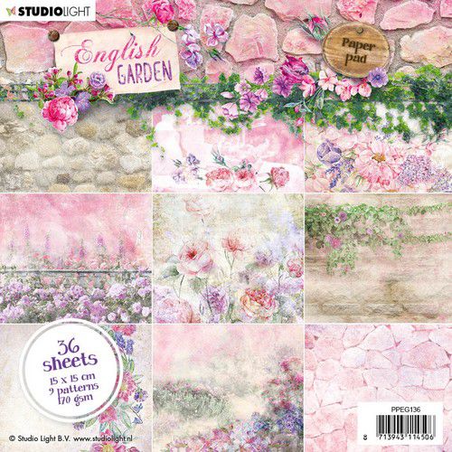 Studio Light - Paper pad 15x15 English Garden nr 136