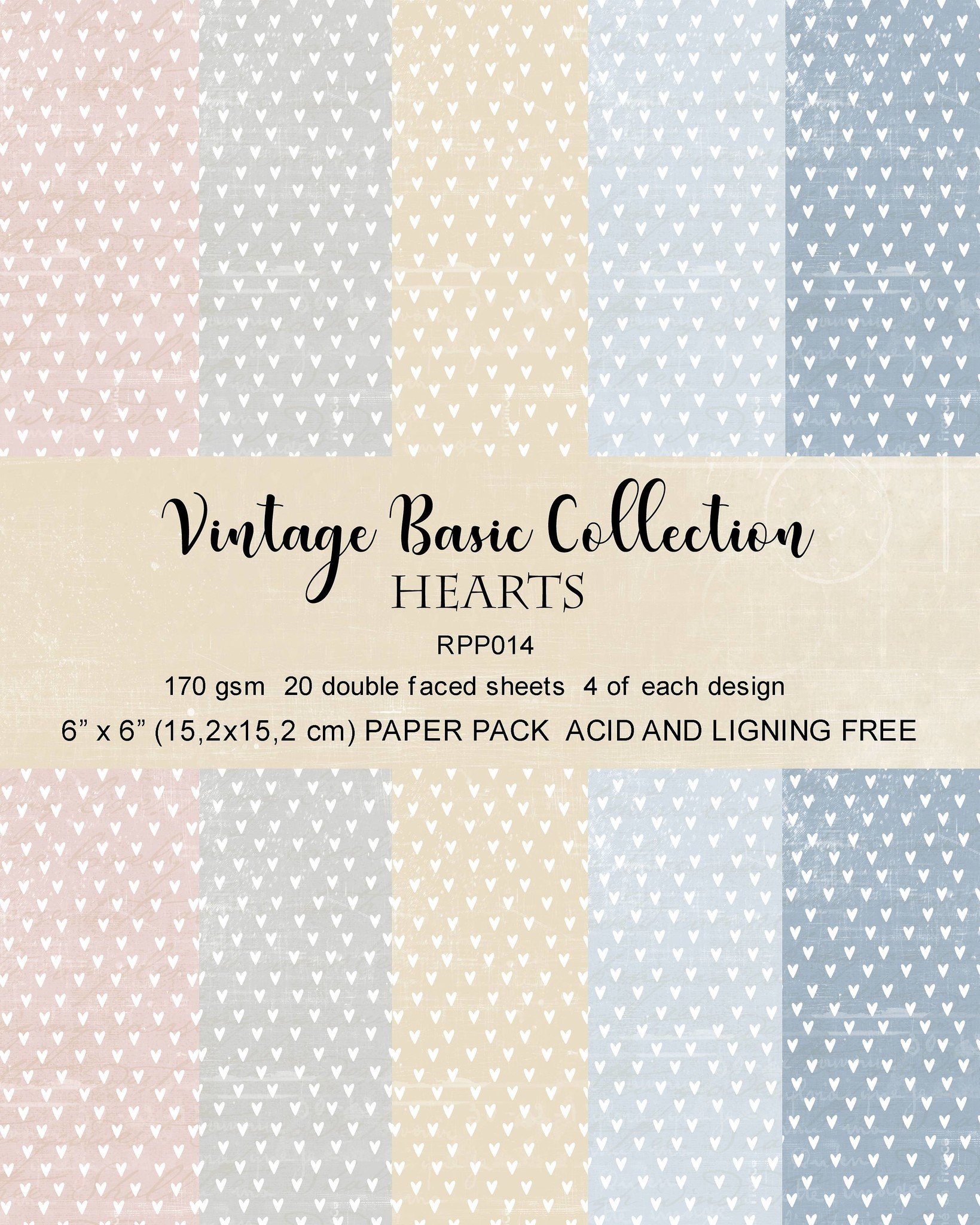 Reprint Hearts Basic 15.2x15.2cm