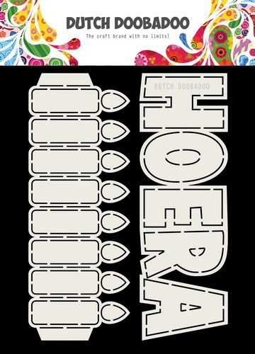 Dutch Doobadoo Card Art tekst Hoera + Kaarsen A5