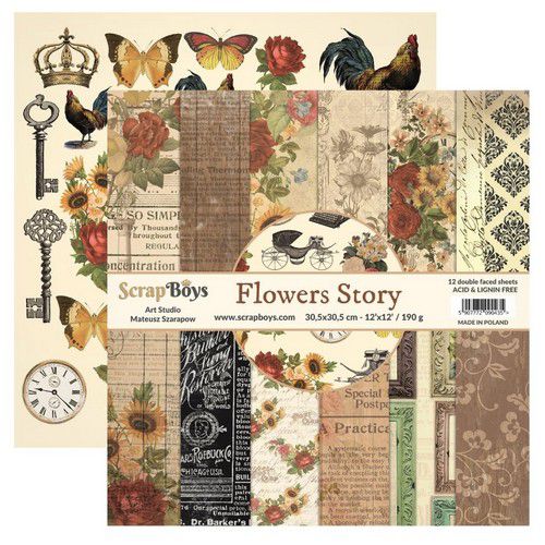 ScrapBoys Flowers Story paperset 30,5cm x 30,5cm