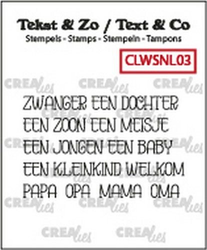 Crealies Clearstamps Tekst & Zo woord strip Baby