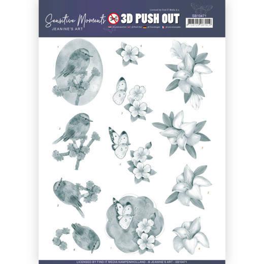 3D Push Out - Jeanine's Art - Sensitive Moments - Grey Lily