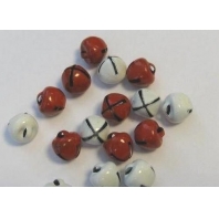 Kerst belletjes rood en wit 8 mm 16 stuks 